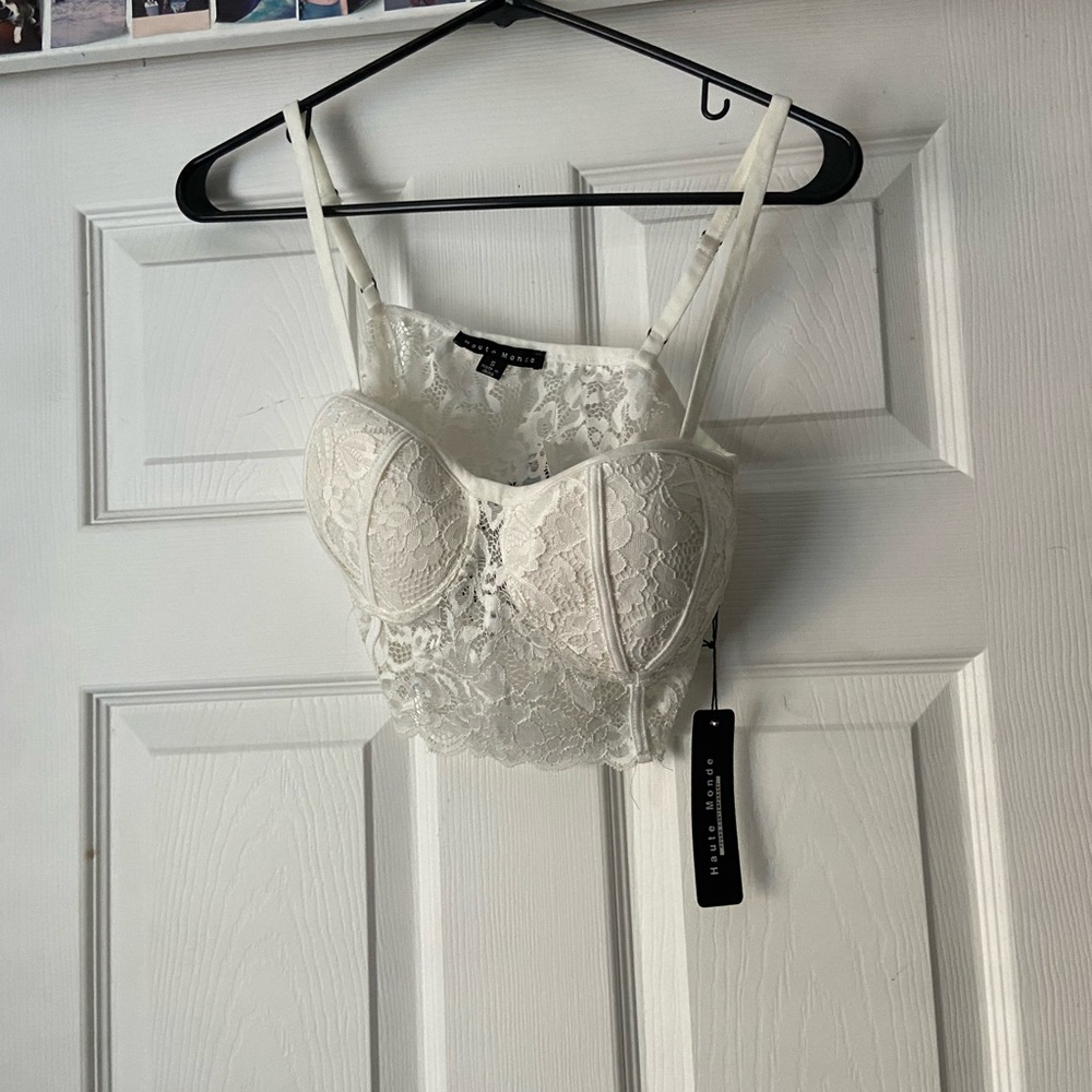 lace crop top with tags